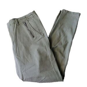 Forever 21 Pants Dark Green Pants Men‎ 30 Olive Green Zip Pockets Twill Stretch